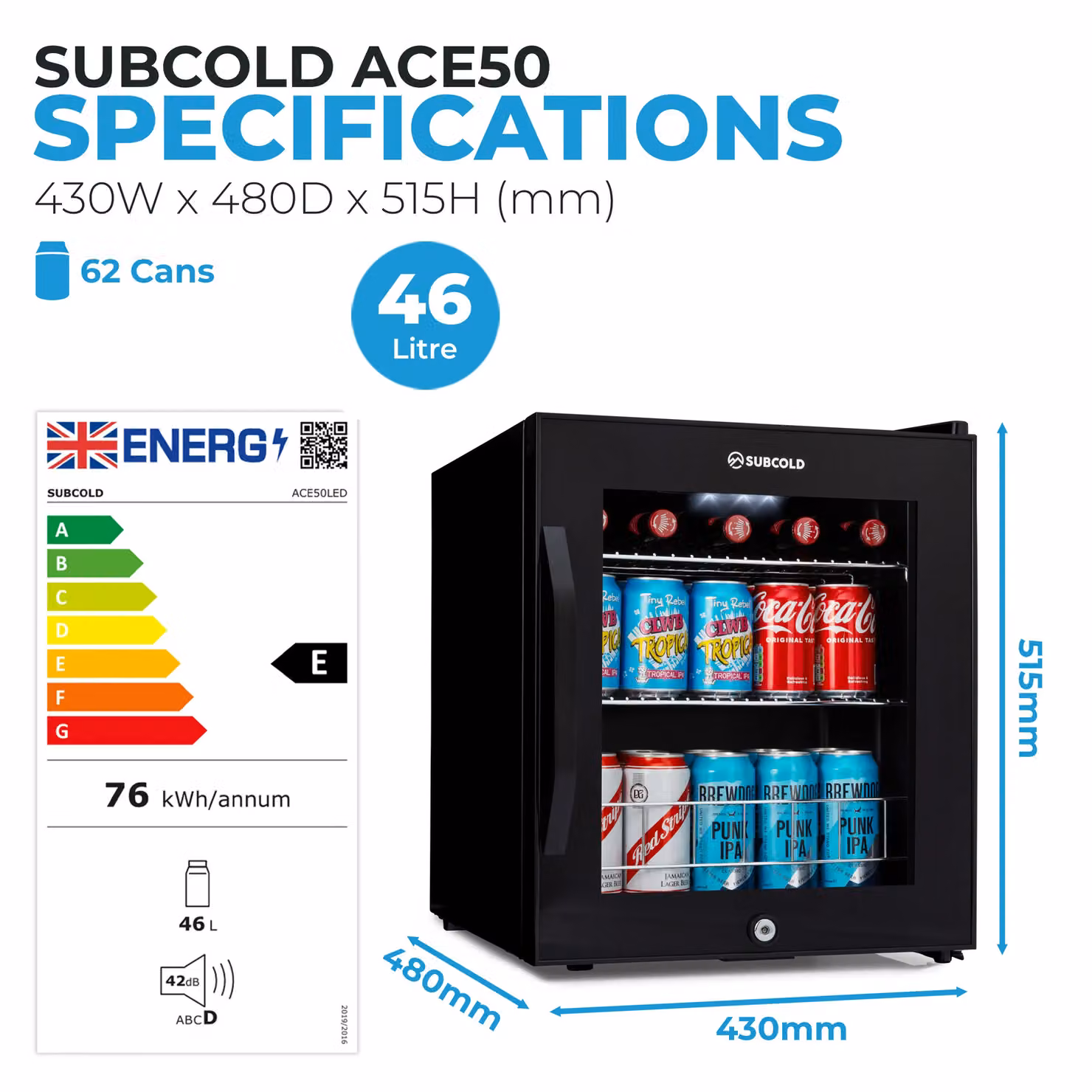 Subcold ACE 50 LED Beer Fridge in Black – 6