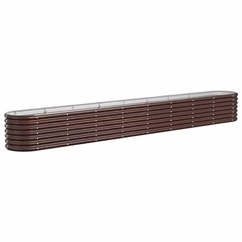vidaXL Brown Galvanised Steel Raised Bed for Vegetable, Herb or Ornamental Gardens W: 332 cm, D: 40 cm, H: 36 cm – 1