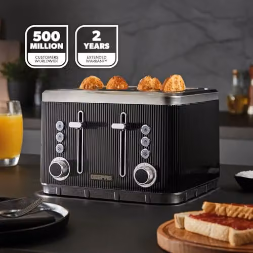 Geepas Arcus 4 Slice Toaster, 1860W, Black – 2