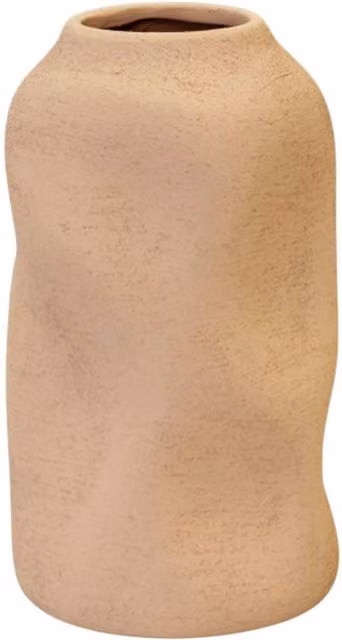Four Candle Tan Medium Textured Sculptured Ceramic Vase in Beige and Sand, H: 17.0 cm, W: 10.0 cm, D: 10.0 cm