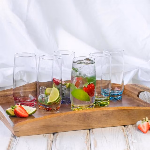 LAV Multicolour Glass Tumbler Set, 390ml, Pack of 6