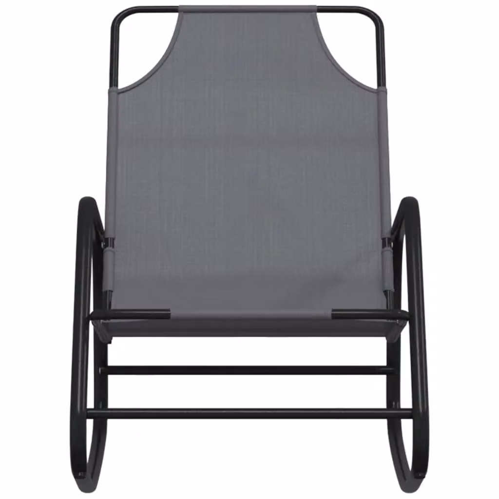 Berkfield Home Set of 2 Grey Rocking Sun Loungers with Powder Coated Steel Frame and Textilene Fabric – 4