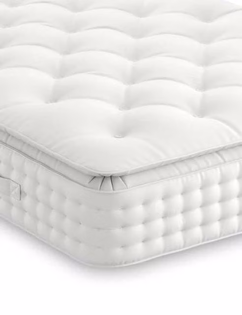 M&S White Single (3 ft) Pocket Spring Lambswool Mattress with Temperature Regulation and Antibacterial Properties