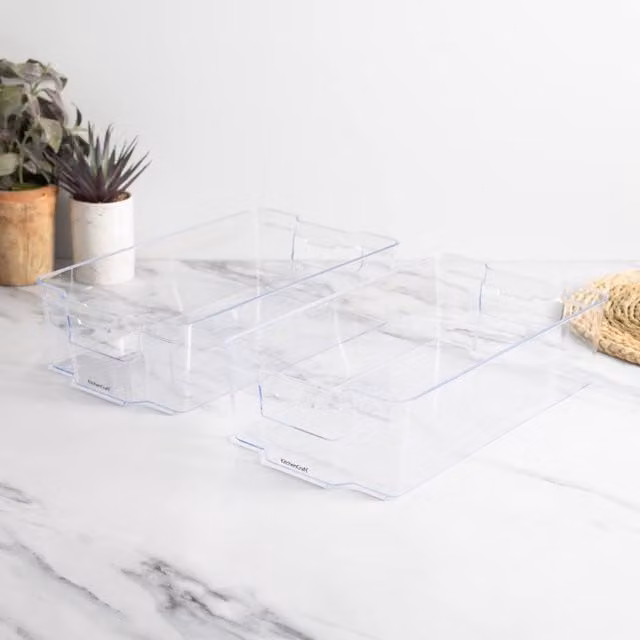 Mikasa Set of 2 Medium Transparent Plastic Fridge Storage Boxes