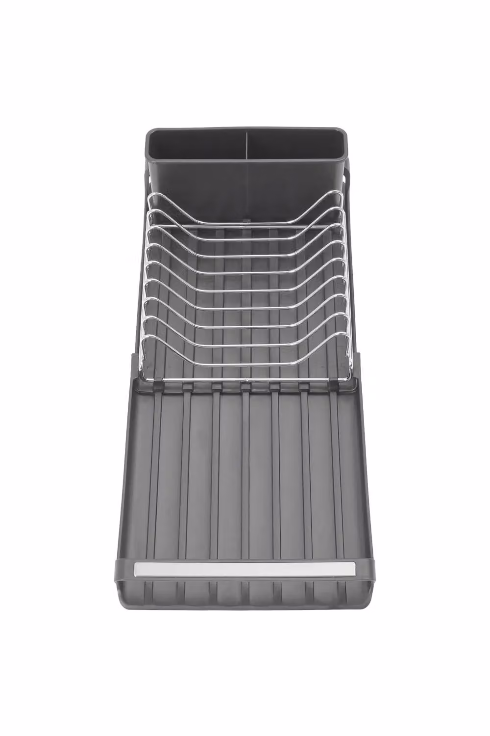 Living and Home 2-Layer Expandable Kitchen Dish Drainer Rack with Cutlery Holder in Grey – 3