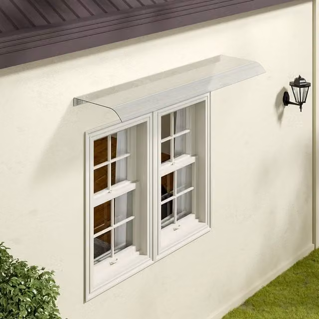 Lifeideas Transparent Outdoor Awning in White, W: 120 cm, D: 33 cm