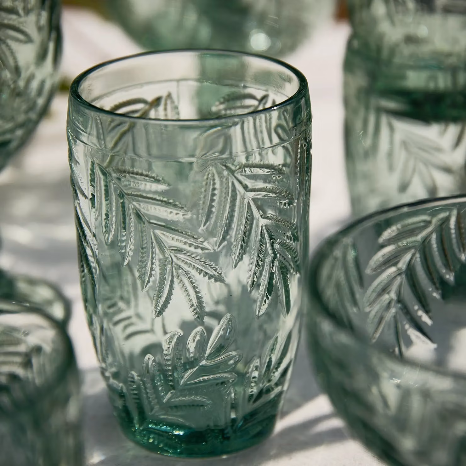 Dibor Set of 8 Green Vintage Style Laurier Embossed Leaf Glassware Wine Glasses – 4