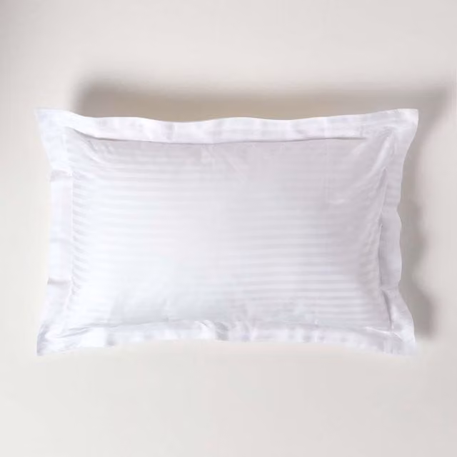 Homescapes White Egyptian Cotton Satin Stripe Oxford Pillowcase with Envelope Closure
