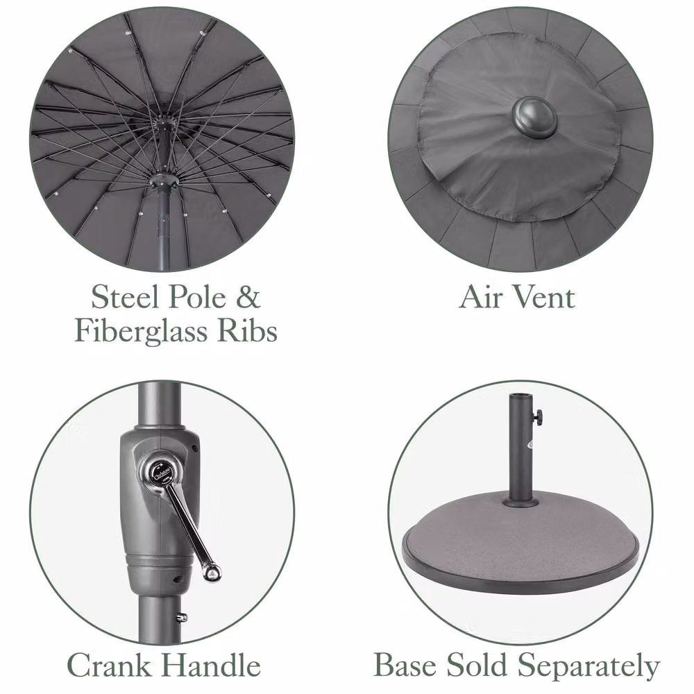 Christow Shanghai Garden Umbrella in Grey with Tilting Function and UPF 50+ UV Protection, Diameter: 2 m – 4