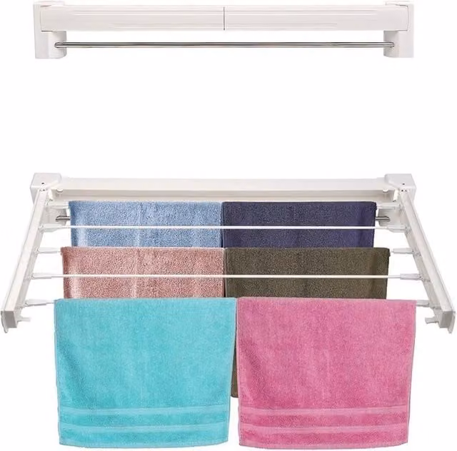 SPETLEK Extendable Wall Mounted Airer and Towel Drying Rack in White
