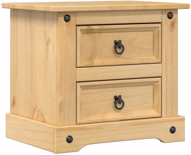 Berkfield Home Corona Bedside Cabinet in Light Brown Solid Pine Wood, W/D/H: 53 x 39 x 50 cm