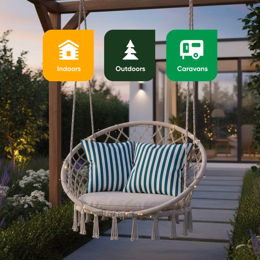 Gardenwize Pack of 2 Teal Striped Outdoor Scatter Cushions, W/D/H: 45 x 45 x 45 cm – 6