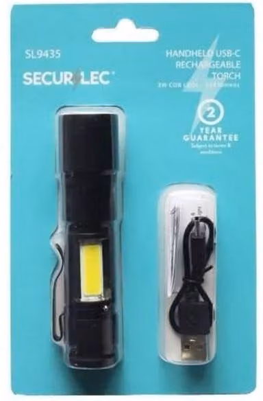 Securlec Rechargeable LED Hand Torch in Black