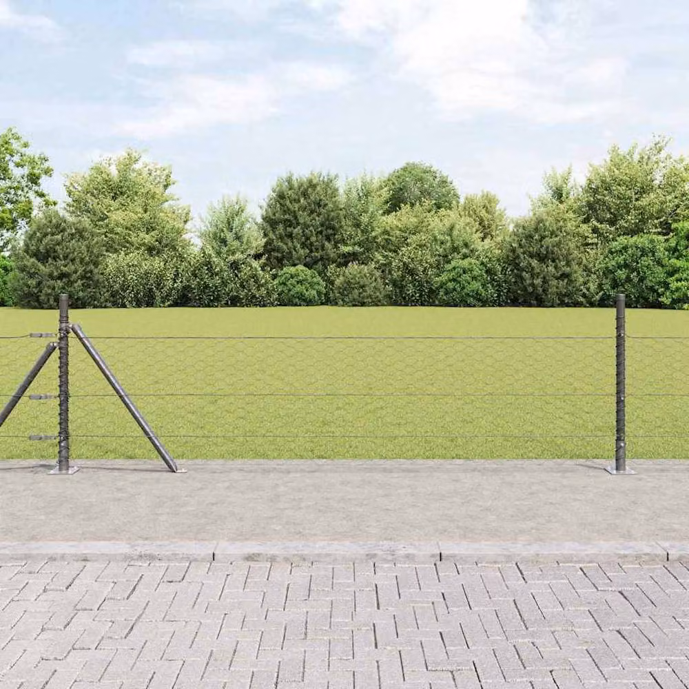 Berkfield Home Grey Steel Hexagon Fence, W: 0.5 m, L: 50 m – 2