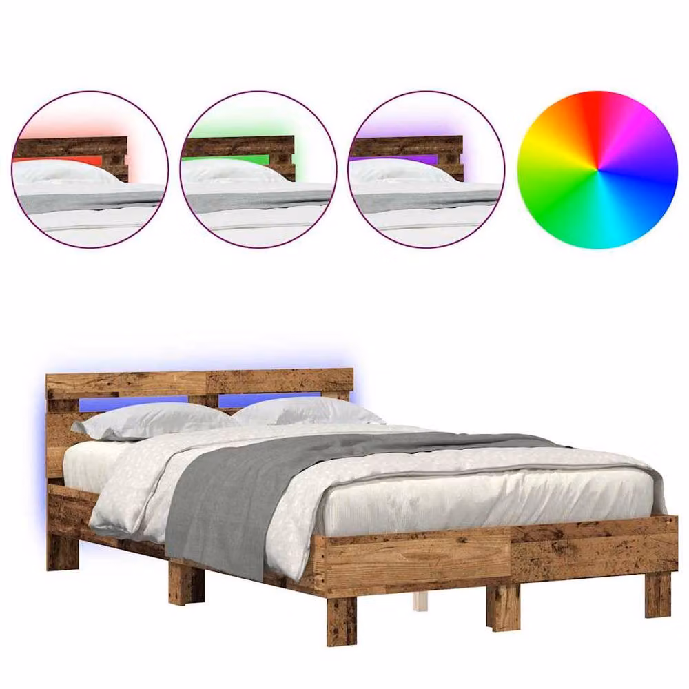 Berkfield Home Modern Engineered Wood Bed Frame in Brown, W/D/H: 120 x 190 cm – 3