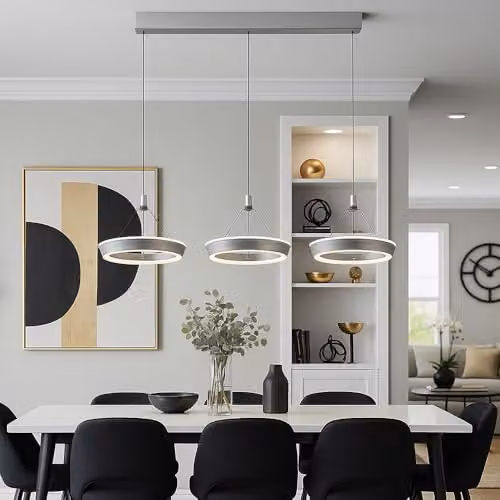 Netlighting Ferra Triple Ring LED Pendant Light, Grey Matt, Height Adjustable, Warm White – 4