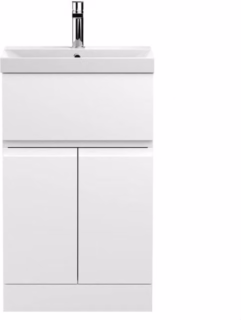 Balterley Mavesyn 2 Door 1 Drawer Freestanding Vanity Basin Unit, Satin White, W: 50 cm, H: 86 cm