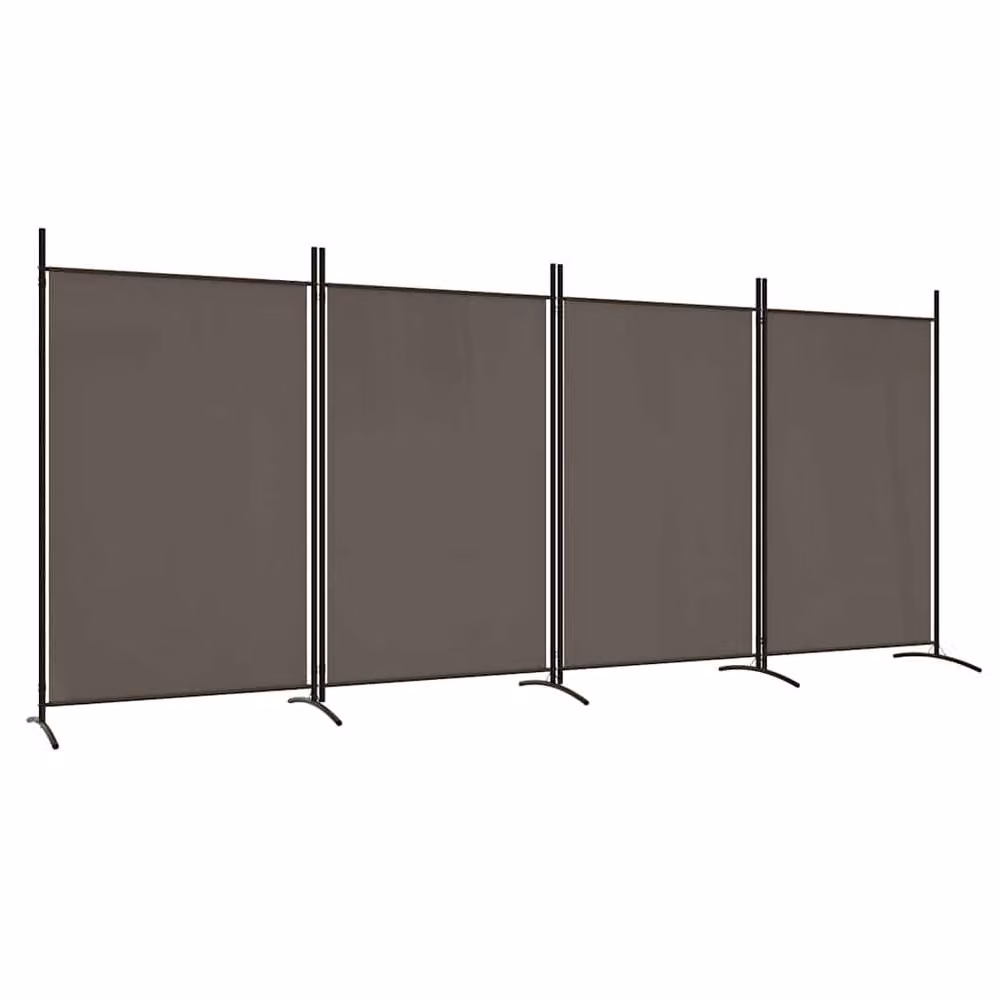 Berkfield Home 4-Panel Room Divider in Anthracite Grey Fabric and Metal, W: 346 cm, H: 180 cm – 2