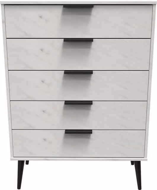Ready Assembled 2 U Fuji 5 Drawer Chest in Off-White