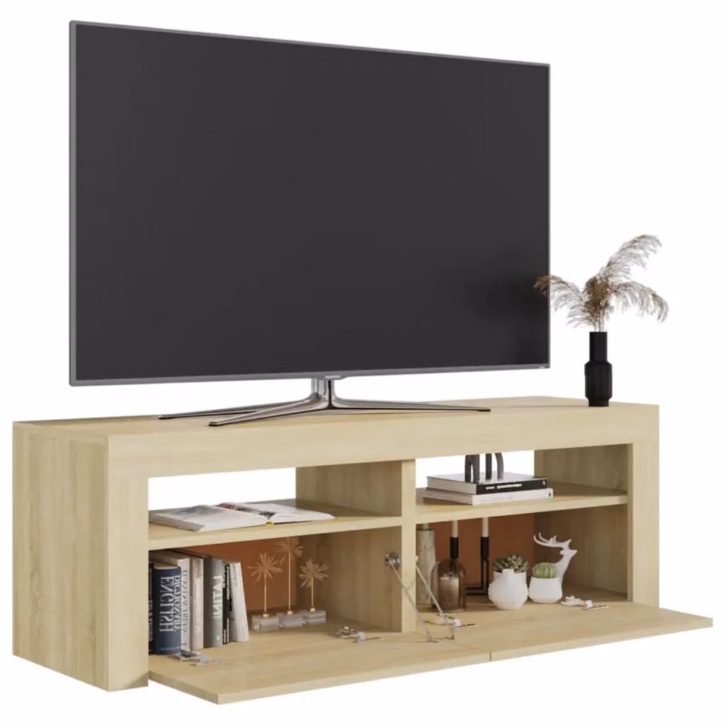 Berkfield Home Modern TV Cabinet with LED Lights in Sonoma Oak Brown, W/D/H: 120 x 35 x 40 cm – 2