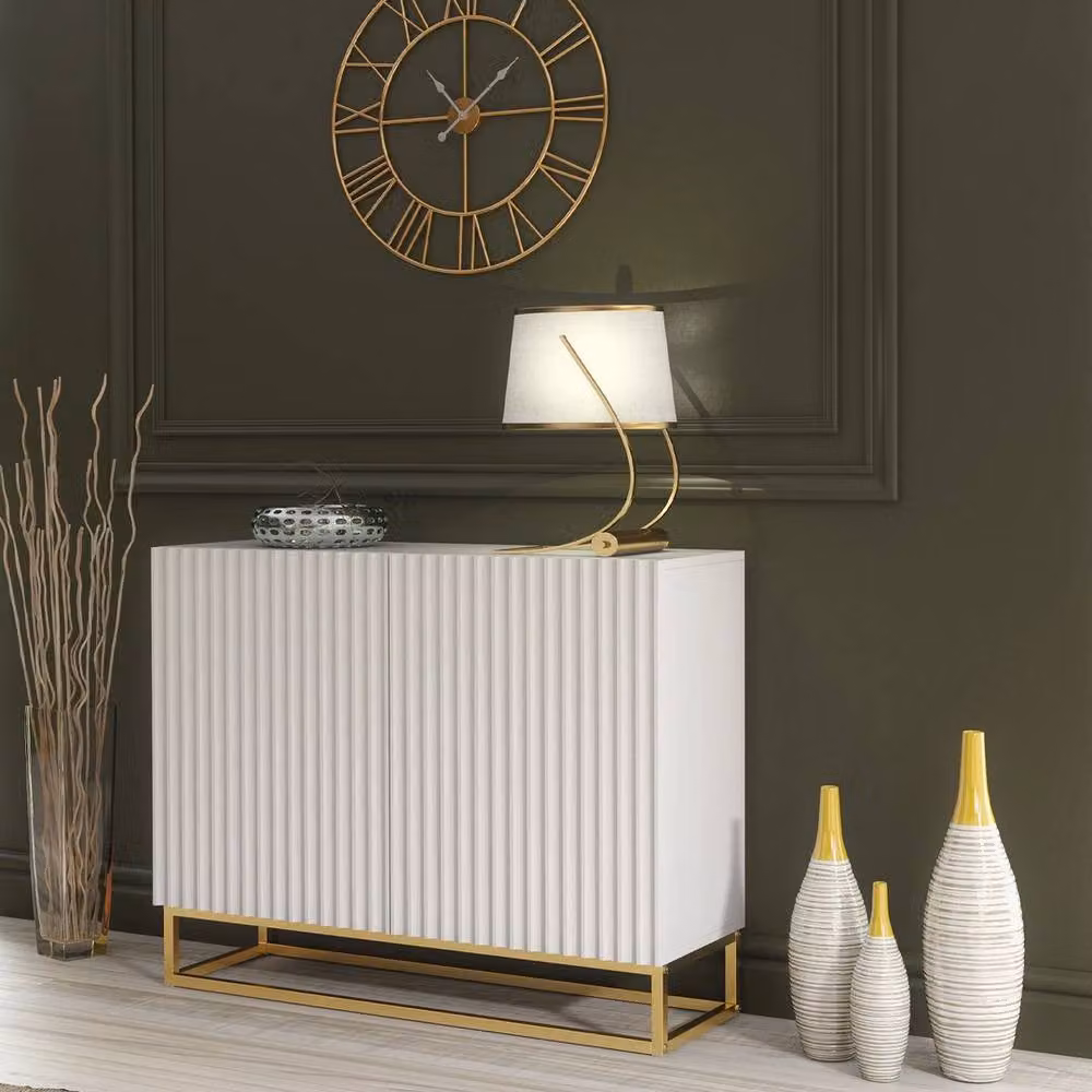SPETLEK Modern White and Gold TV Unit Sideboard Cabinet – 3