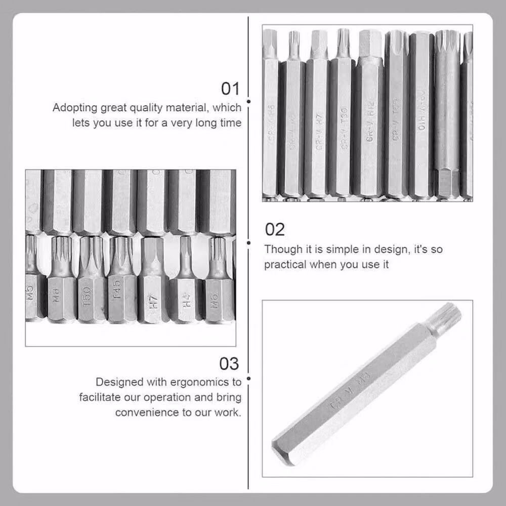 FLAVORA Blue Screwdriver Bit Set with Allen, Torx, Hex, Star and Spline Sockets – 4