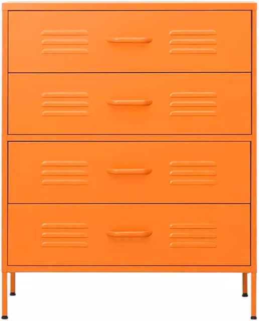 Berkfield Home Durable Steel Chest of Drawers in Orange, W: 80 cm, D: 35 cm, H: 101.5 cm