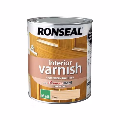Ronseal Quick Dry Matt Clear Interior Wood Varnish, 750ml