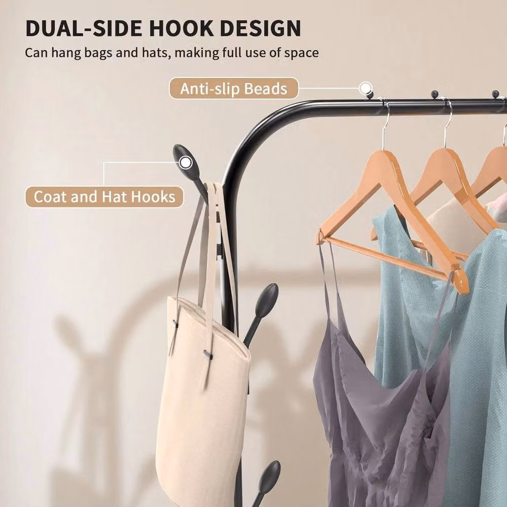 Kelvenix Heavy Duty Single Pole Clothes Rail in Black with 150kg Load Capacity – 2