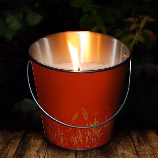 Zero In Large Citronella Bucket Candle in Orange and Yellow with Floral Scent