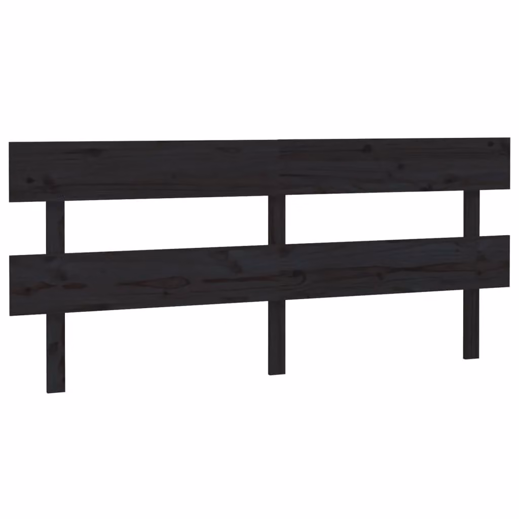 Berkfield Home Black Rustic Solid Pine Wood Bed Headboard, W: 204 cm, D: 3 cm, H: 81 cm – 2
