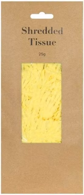KDMD Yellow Shredded Tissue Paper 25g, 10 Pack