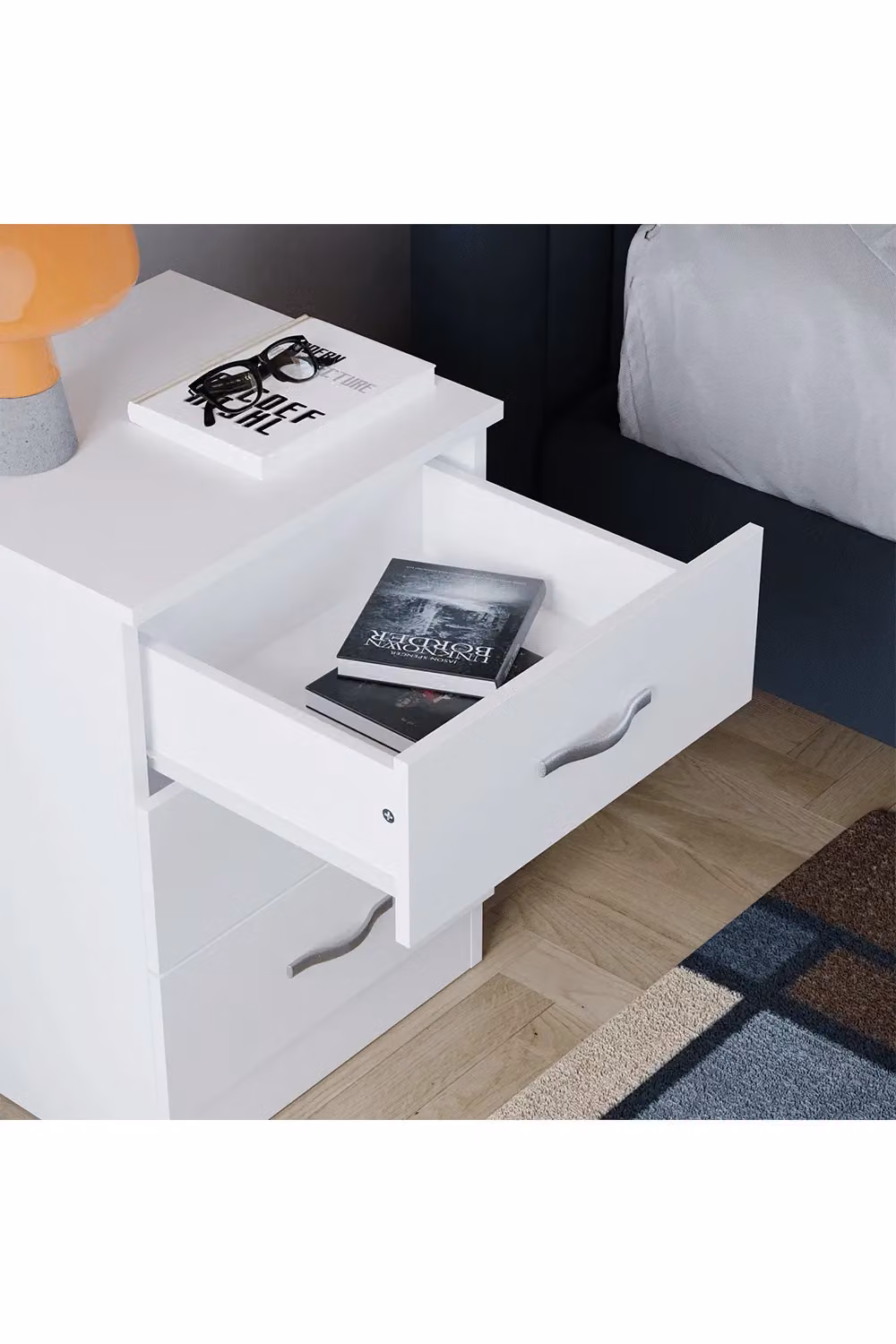 Vida Designs Riano 3 Drawer Bedside Cabinet in White – 3