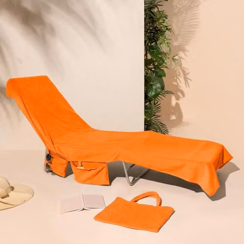 OHS Microfibre Quick Drying Beach Towel with Bag, Orange, 75 x 75 cm