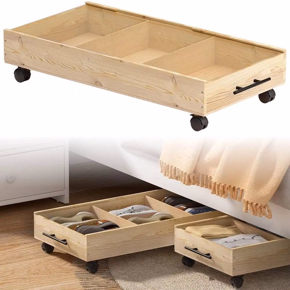 Kelvenix 3 Grids Underbed Clothing and Toy Storage Box in Beige – 2