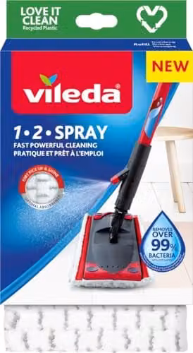 Vileda 1.2 Spray Mop Refill in Black, White and Red – 1