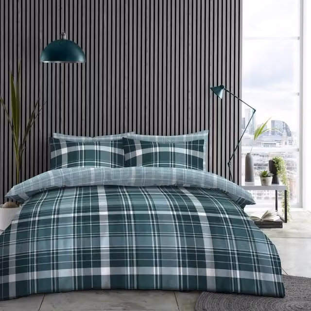 GAVENO CAVAILIA Stirling Printed Checked Duvet Cover, Blue and Multicolour, Single