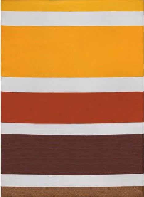 The Rugs Rainbow Collection Modern Outdoor Rectangular Striped Rug in Yellow and Multicolour, Width: 120 cm