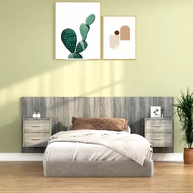 Berkfield Home Bed Headboard with Integrated Nightstands in Grey Sonoma Engineered Wood