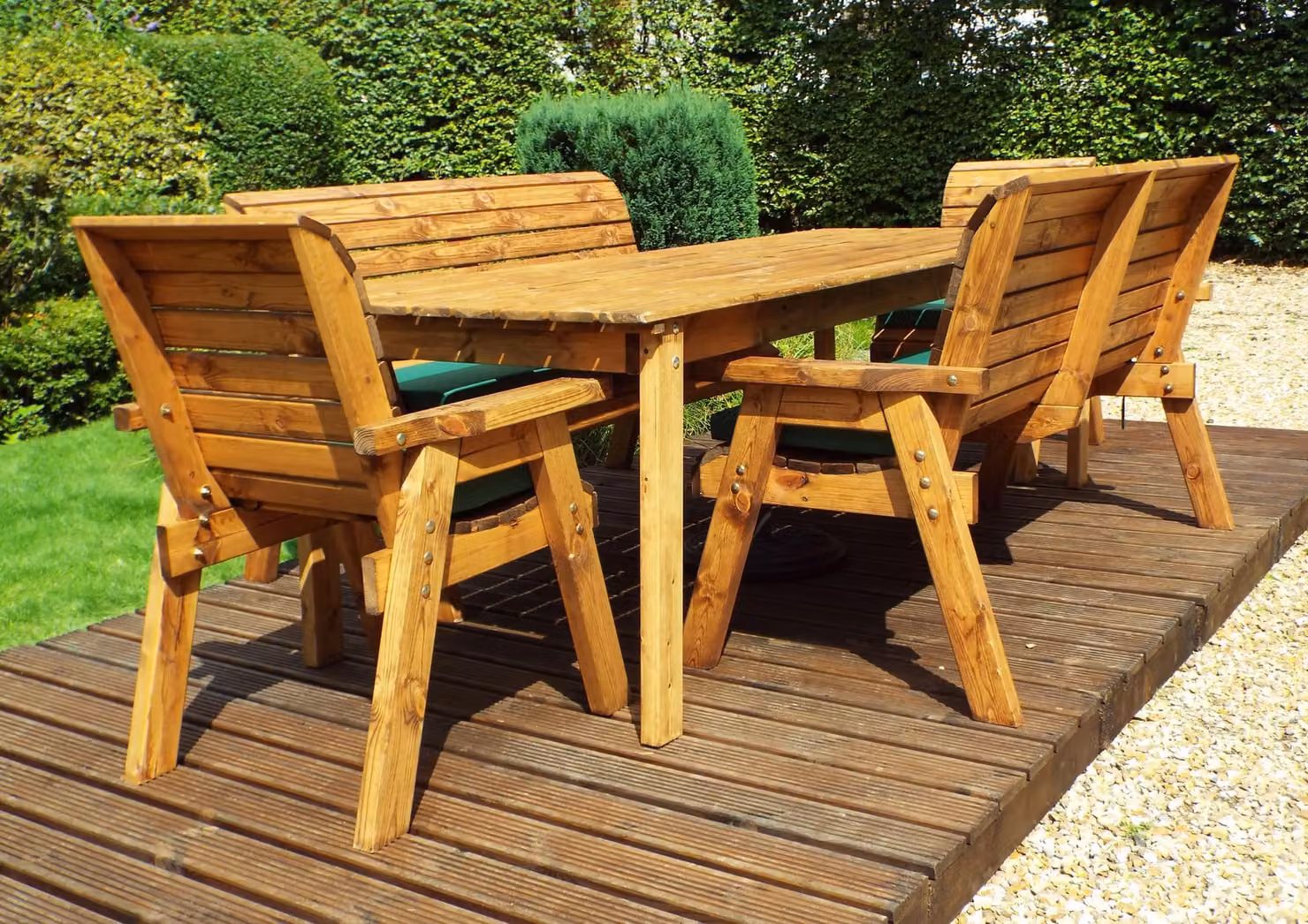 Charles Taylor Trading Eight Seater Rectangular Rustic Wood Garden Table Set with Chairs and Benches in Brown, W/D/H: 340 x 216 x 98 cm – 3