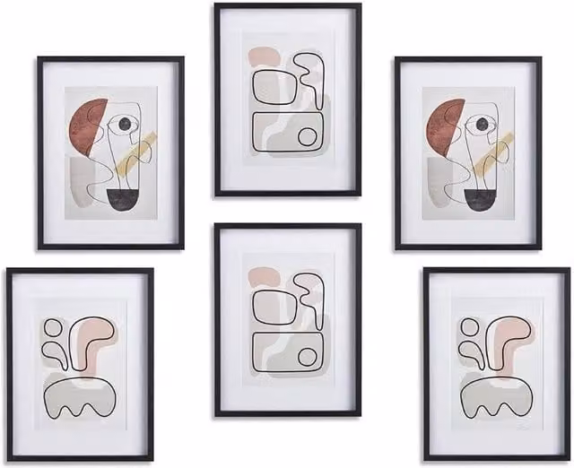 Nielsen Design 6-Piece Rowley Wooden Gallery Picture Frame Set in Black with White Mount, W/H: 30 x 40 cm – 1