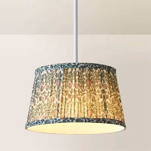 ValueLights ABEL Small Floral Pleated Tapered Lamp Shade, Multicolour Fabric, Width: 25 cm