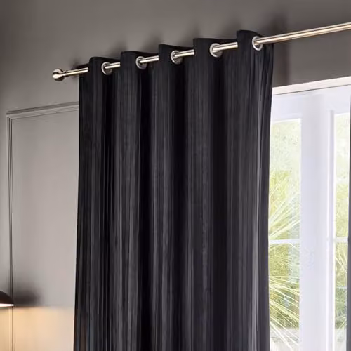 Paoletti Corinthian Black Velvet Eyelet Curtain Pair, W: 168 cm, H: 183 cm – 4