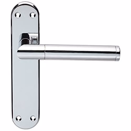 Loops Round Bar Lever on Latch Backplate Door Handle, Polished Chrome, W: 180 mm, H: 40 mm