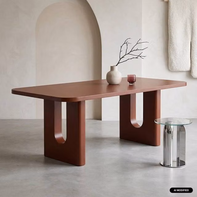 sweeek Rectangular Matte Dining Table in Red, Seats 8 Adults