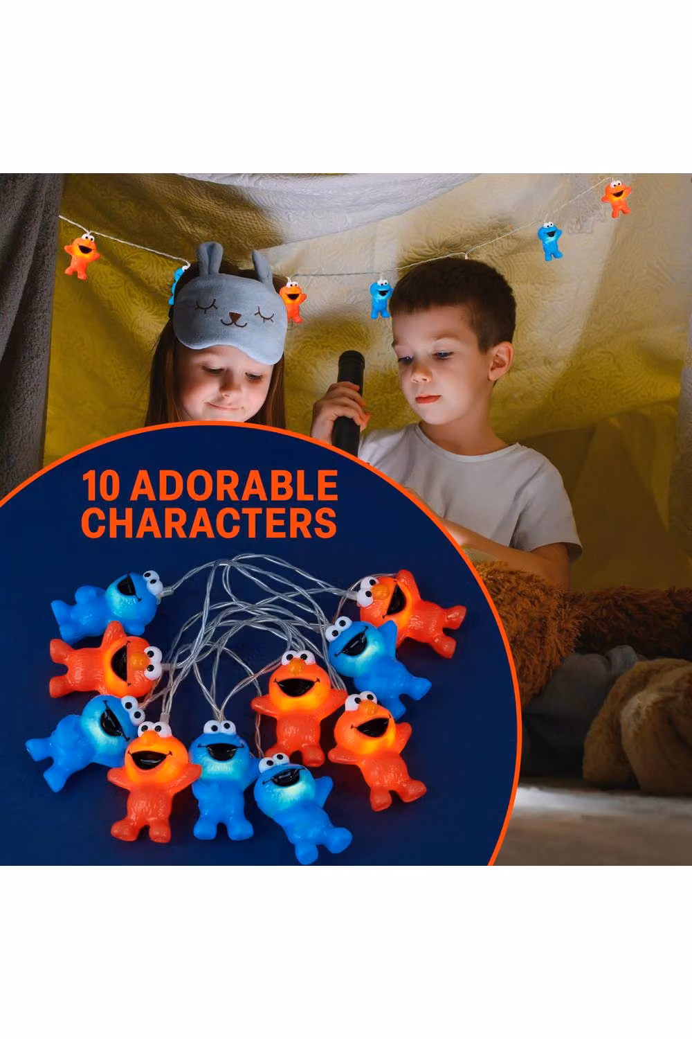 Get Trend Sesame Street 3D LED String Lights with Cookie Monster and Elmo, Battery-Operated Warm White Fairy Lights, Length: 165 cm – 11