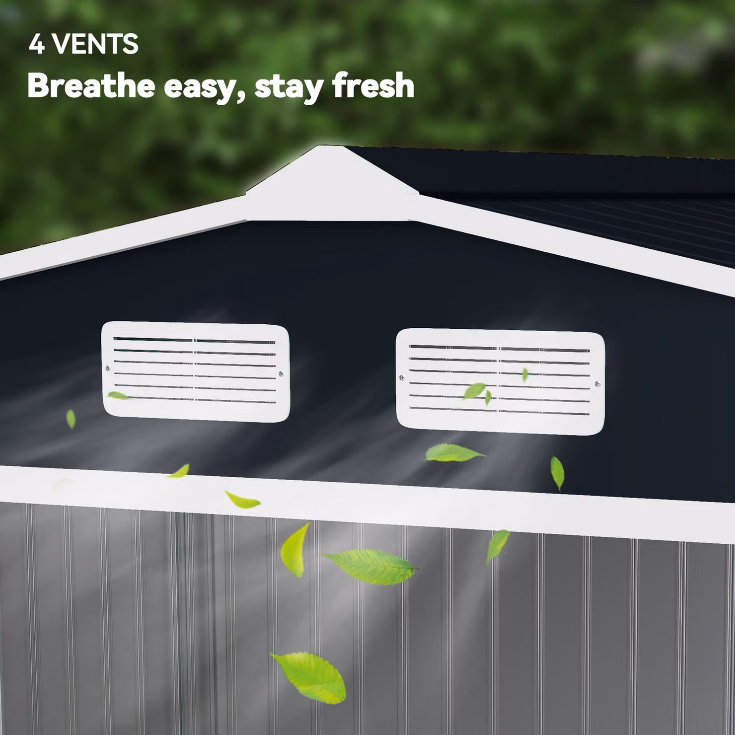 Outsunny Metal Bicycle Shed in Dark Grey with Foundation Ventilation and Doors – 7