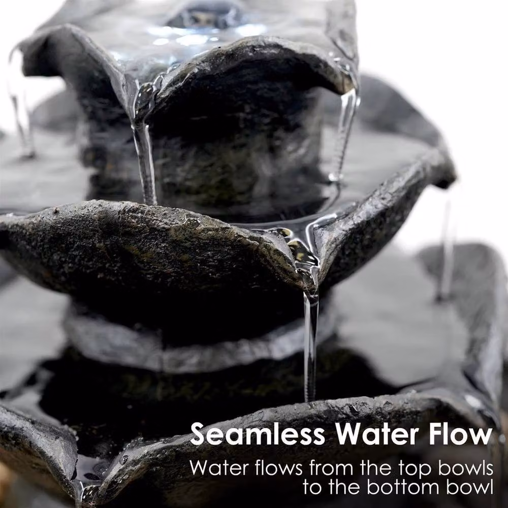 FLAVORA Black Tabletop LED Indoor Water Feature Waterfall – 3