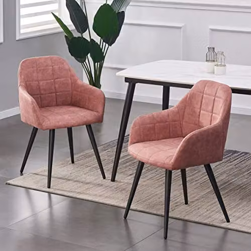 MCC Direct Adrian Set of 2 Faux Matte Suede Dining Chairs in Pink – 2