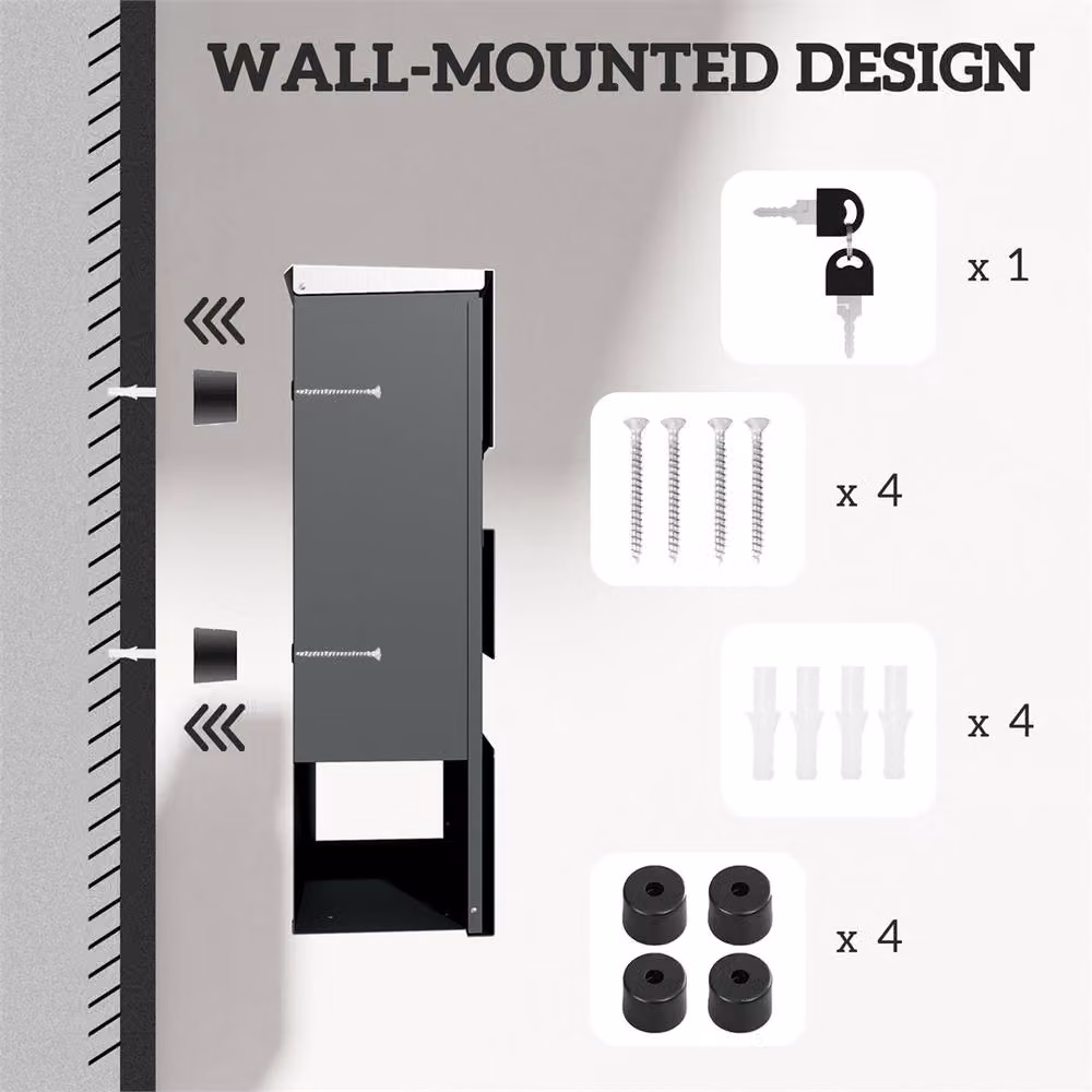 Kelvenix Wall Mounted Stainless Steel Letterbox in Grey, W/D/H: 37.0 x 37.0 x 10.5 cm – 5